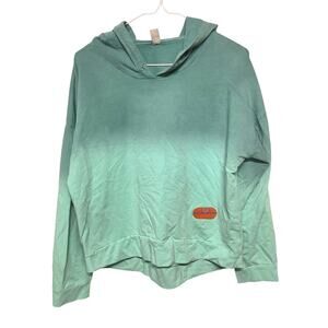 Oversized Turquoise Ombre Crop Hoodie | Size M | Lightweight & Stylish